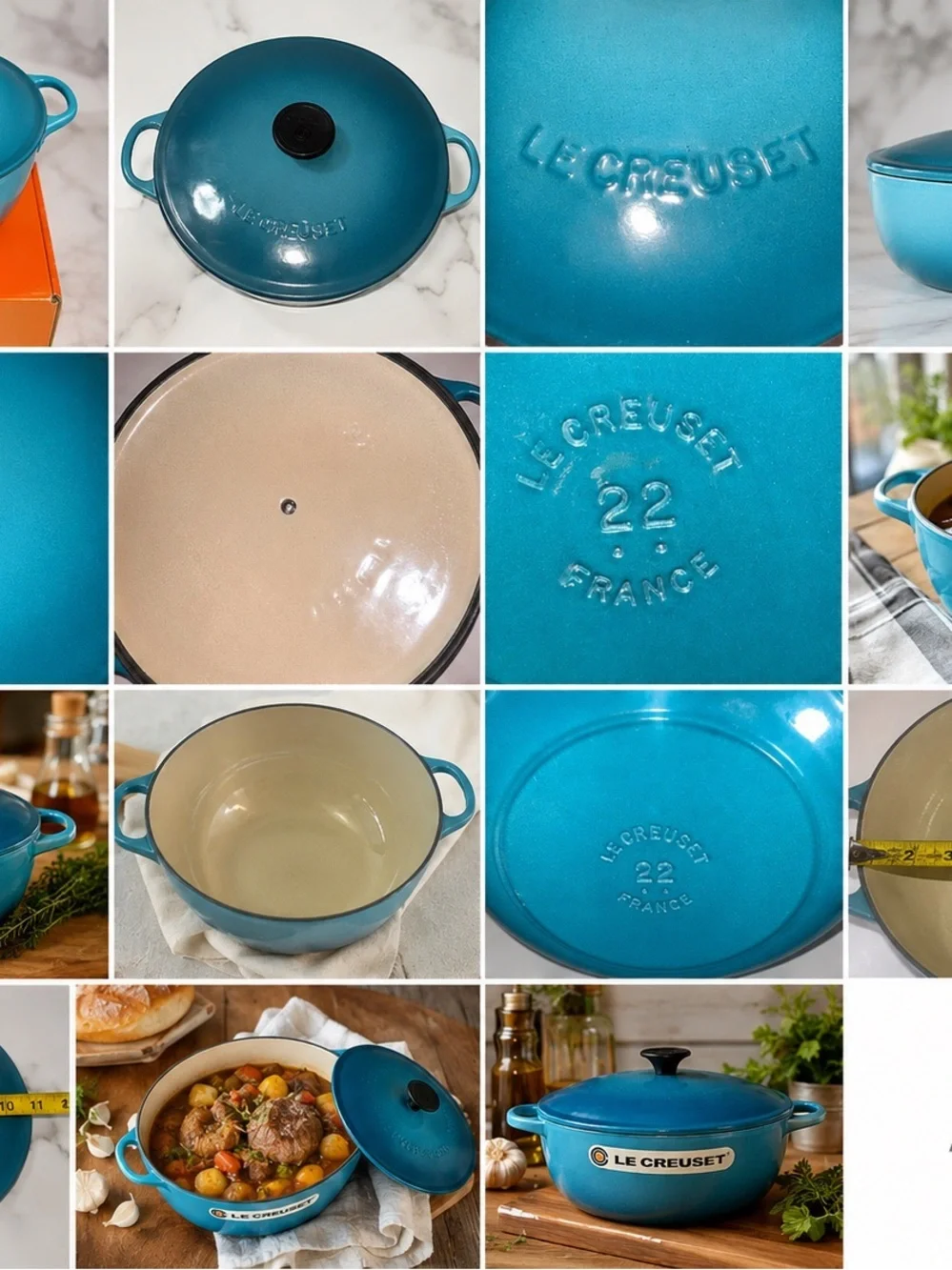 Rare Le Creuset Caribbean Blue 22cm Marmite Dutch Oven Cast Iron France